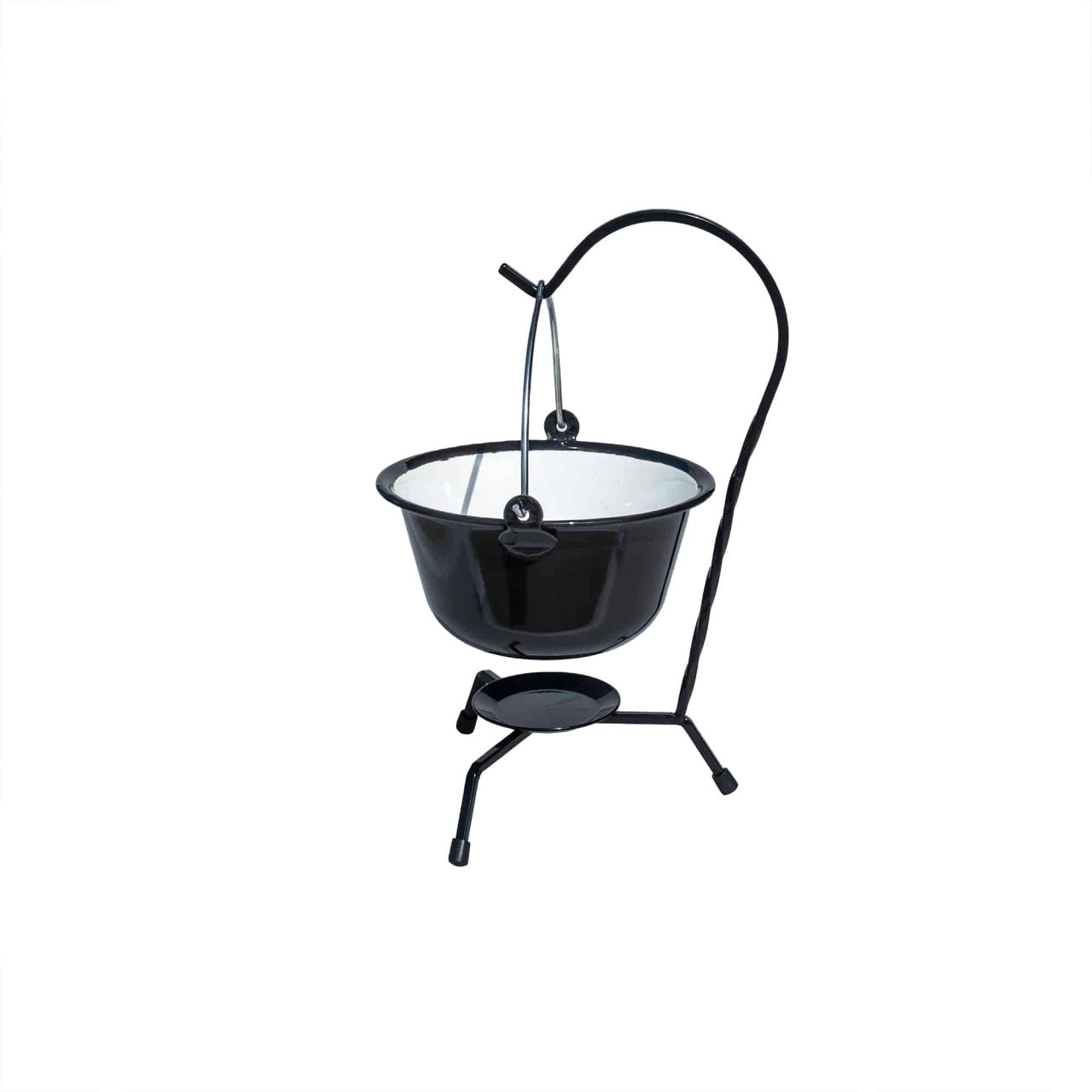 Ceaun mini 0.8L din otel emailat cu suport, antiaderent si usor de curatat