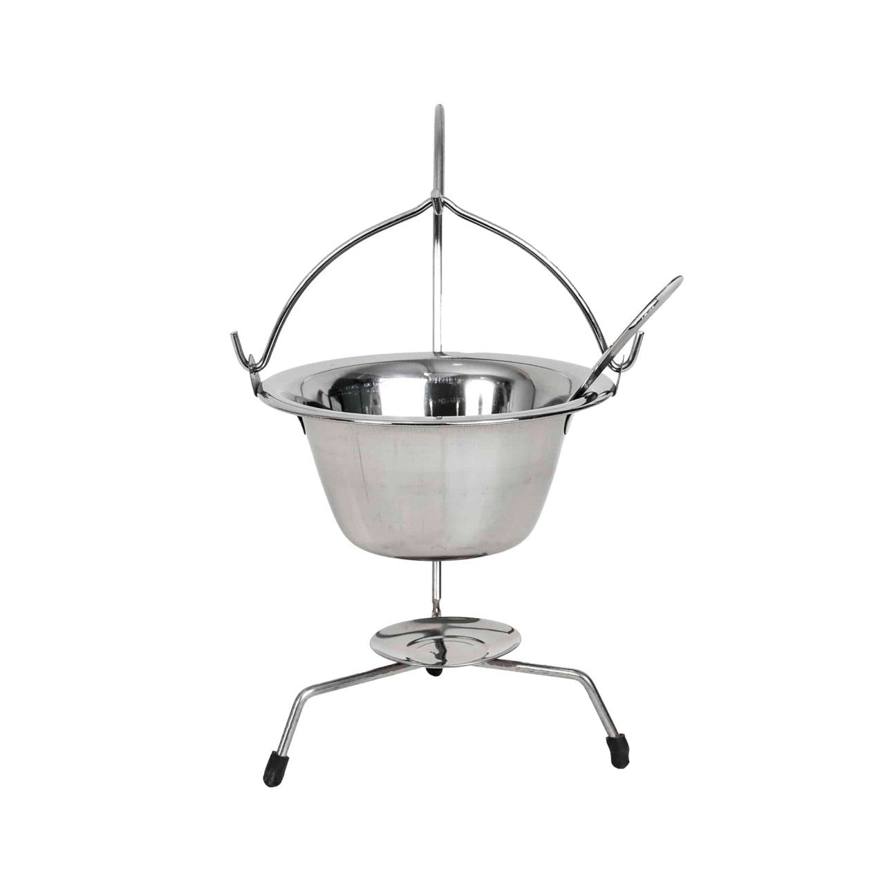 Ceaun mini inox 0.8L cu suport si lingura, rezistent si usor de curatat