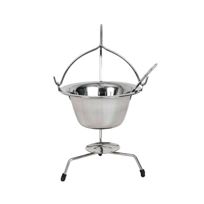 Ceaun mini inox 0.8L cu suport si lingura, rezistent si usor de curatat