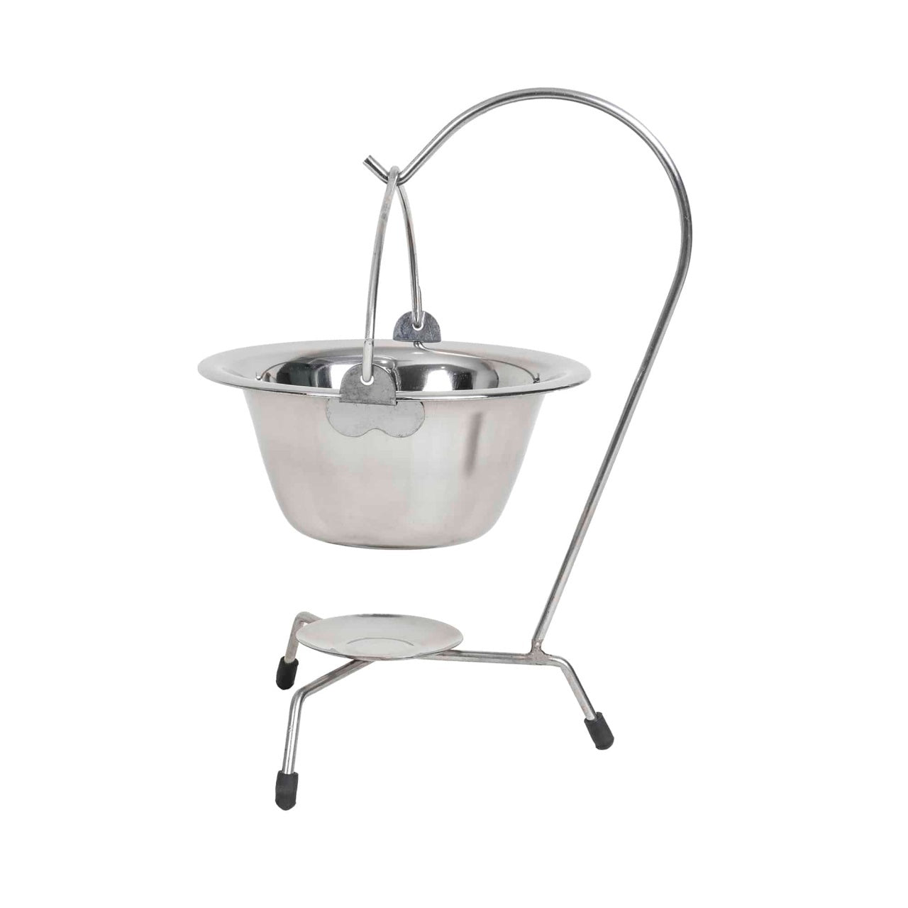 Ceaun mini inox 0.8L cu suport si lingura, rezistent si usor de curatat