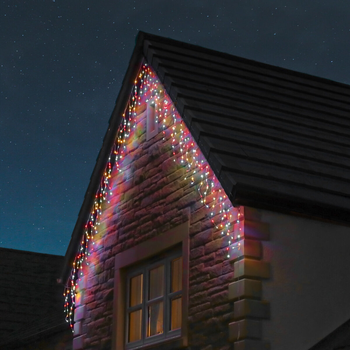 Instalație LED tip țurțuri, 200 LED-uri, 8 m, multicoloră – imagine 1