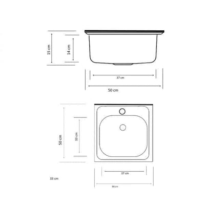 Chiuveta inox suspendata pentru masca, 50x50 cm, lucioasa, fara picurator