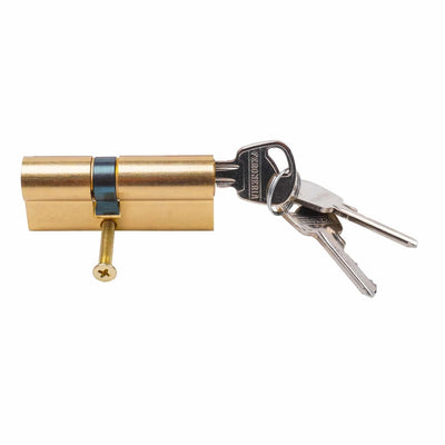 Cilindru feronerie 60 mm cu 3 chei, finisaj auriu, set complet