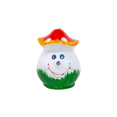 Ciuperca decorativa mica din ceramica pentru gradina, 14x12 cm, model smiley