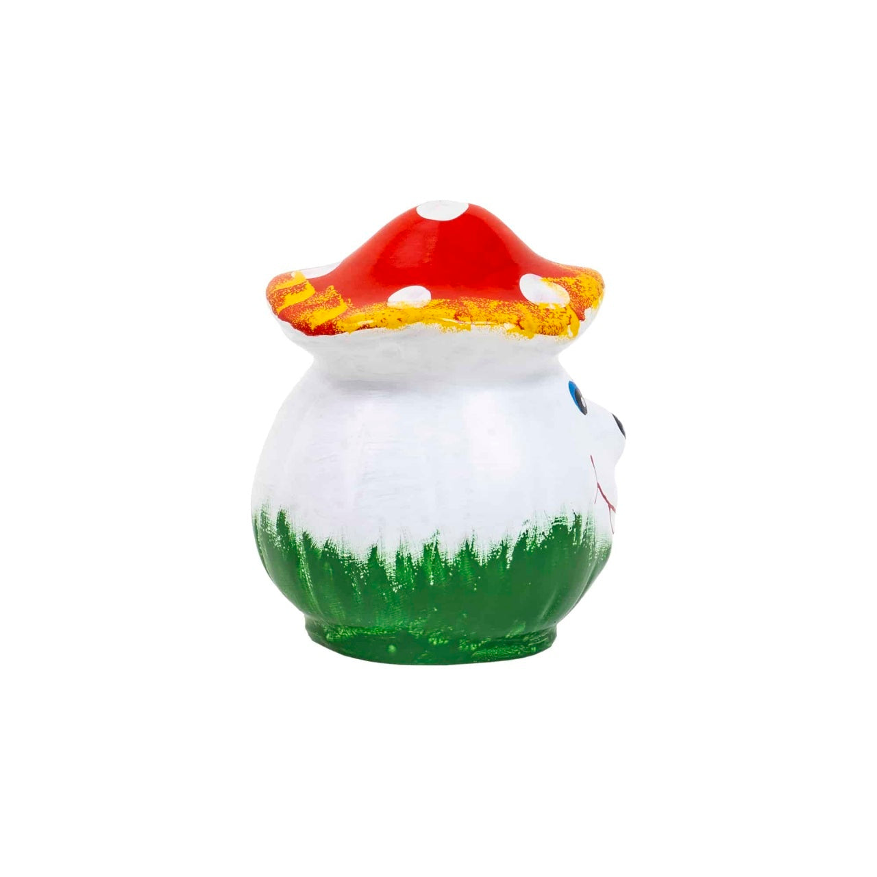 Ciuperca decorativa mica din ceramica pentru gradina, 14x12 cm, model smiley