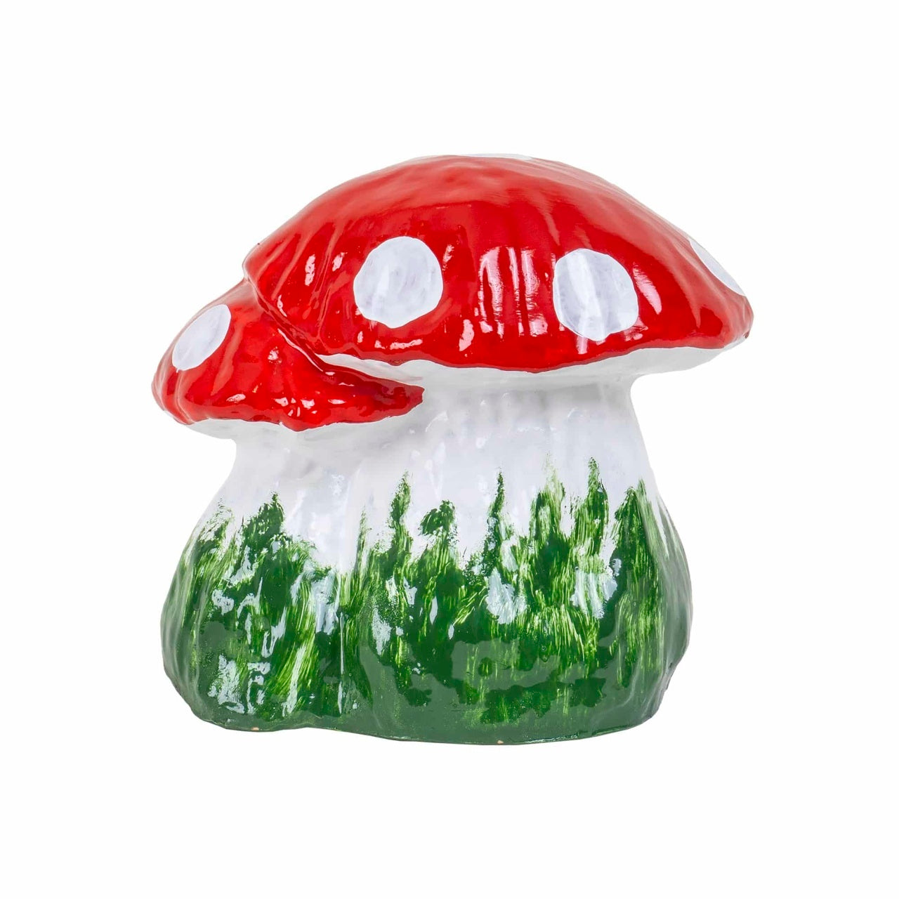 Ciuperca decorativa pentru gradina din ceramica, mare cu 2 pui, 24x21 cm
