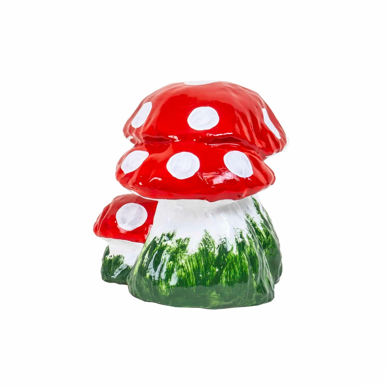 Ciuperca decorativa pentru gradina din ceramica, mare cu 2 pui, 24x21 cm