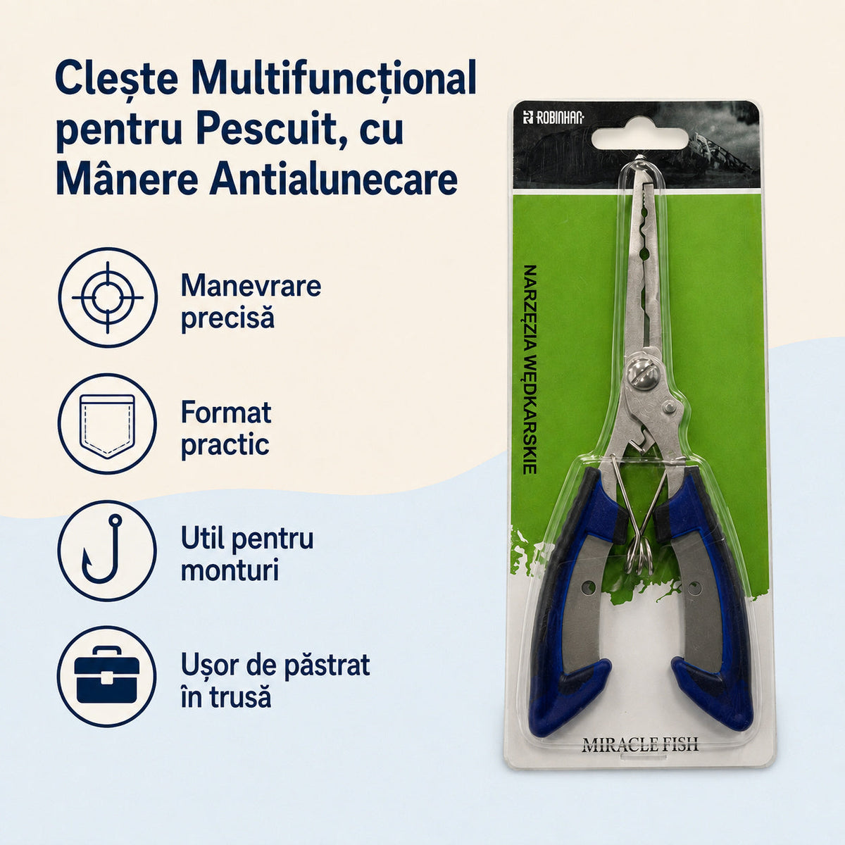 Clește Multifuncțional pentru Pescuit, cu Mânere Antialunecare – caracteristici și beneficii