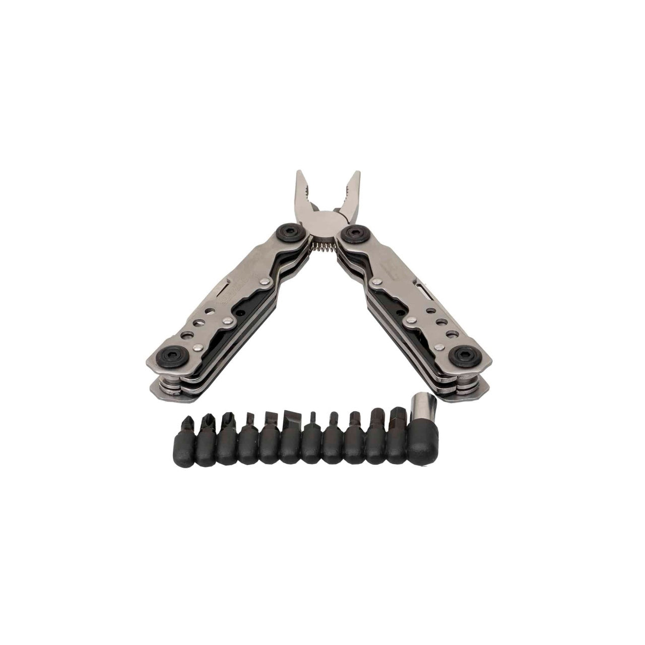 Cleste patent multifunctional pliabil gri cu husa si unelte multiple
