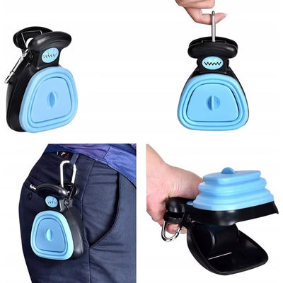 Cleste pentru excremente caini – cleste din plastic pliabil, cu carabina, portabil, Albastru