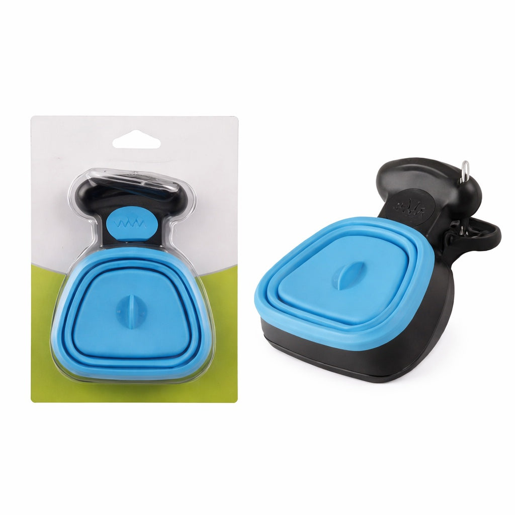 Cleste pentru excremente caini – cleste din plastic pliabil, cu carabina, portabil, Albastru