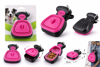 Cleste pentru excremente caini – cleste din plastic pliabil, cu carabina, portabil, Roz