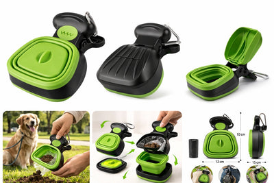 Cleste pentru excremente caini – cleste din plastic pliabil, cu carabina, portabil, Verde