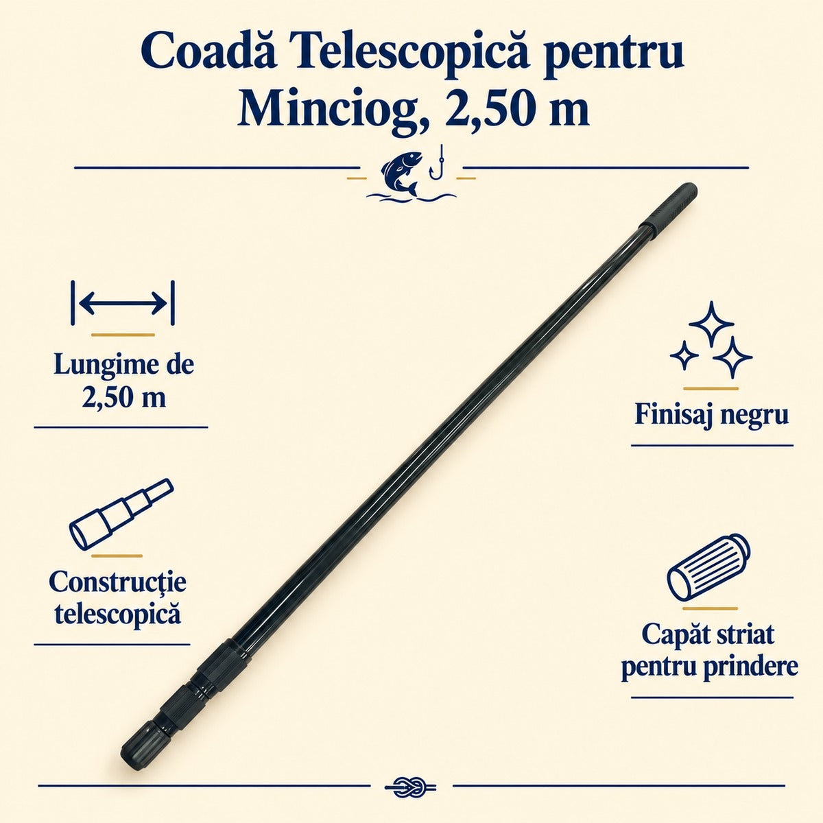 Coadă Telescopică pentru Minciog, 2,50 m – caracteristici și beneficii