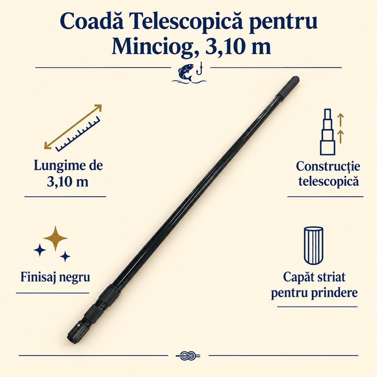 Coadă Telescopică pentru Minciog, 3,10 m – caracteristici și beneficii