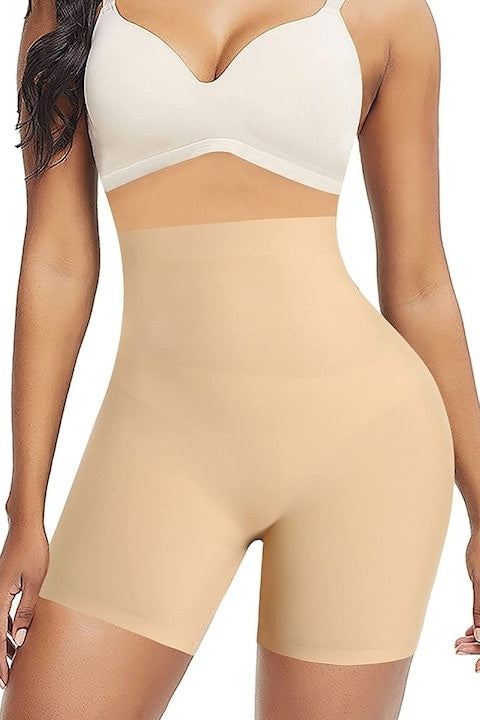 Colanti modelatori cu efect de subtiere, din material textil comod, cu benzi de sustinere antialunecare, marime XL, nude