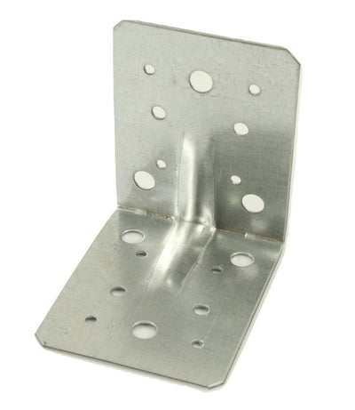 Coltar metalic perforat cu nervura, 105x105x90 mm pentru imbinari lemn
