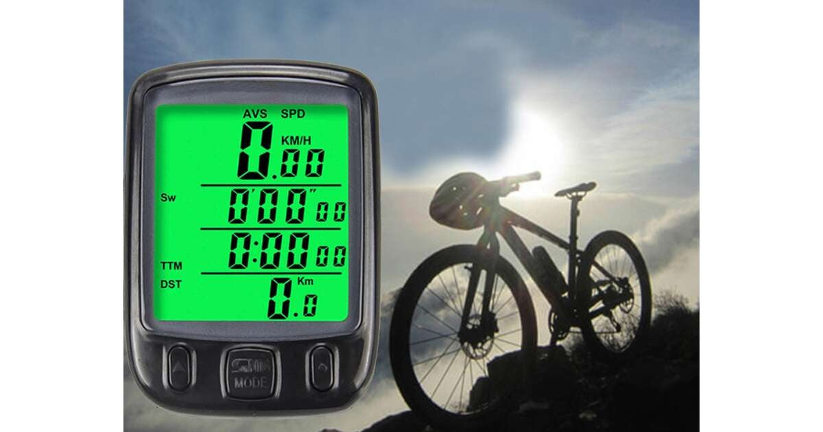 Computer de bicicleta cu display LCD cu vitezometru, rezistent la apa, iluminare din spate, multiple functii, negru