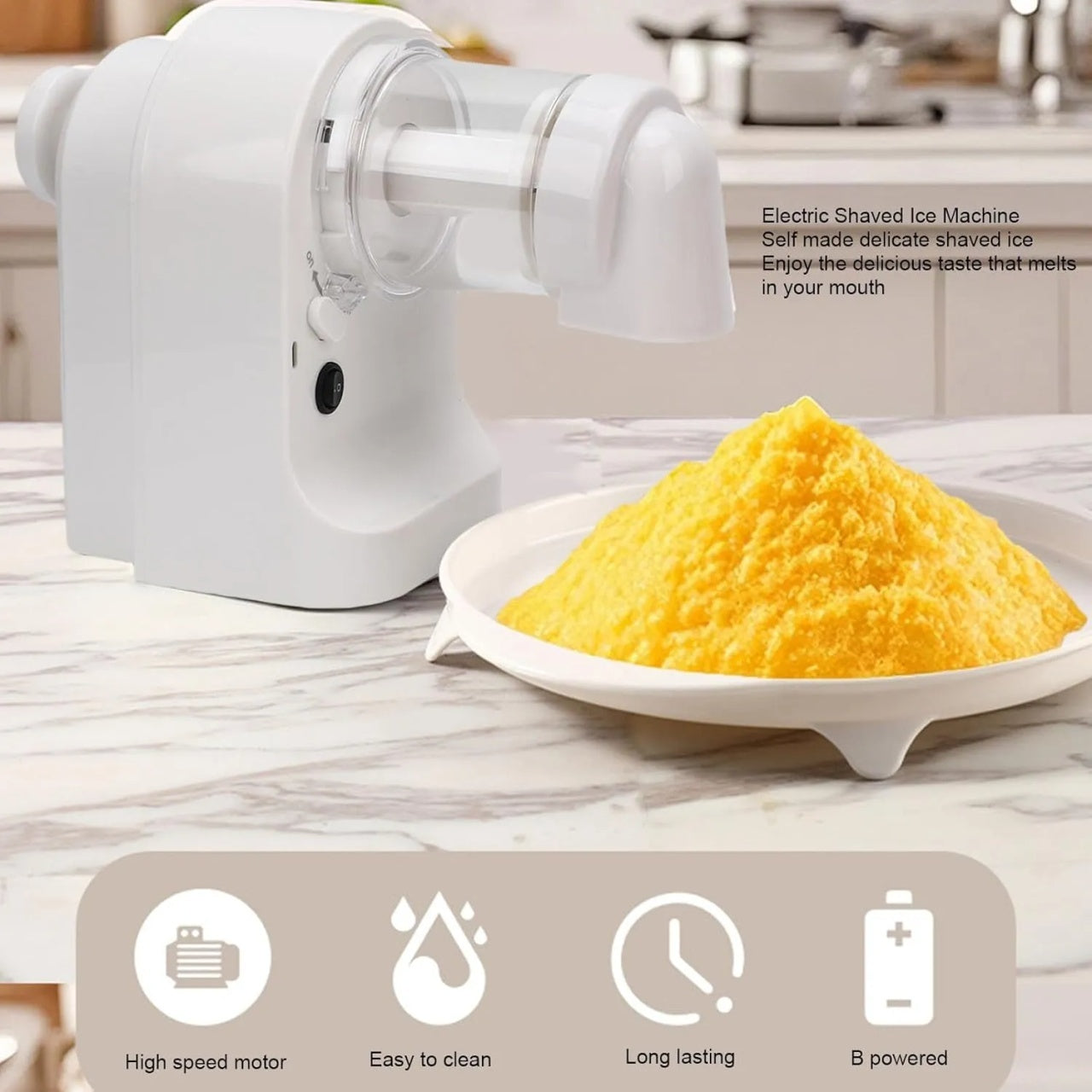 Concasor electric de gheata, 20W, lama din otel inoxidabil, detasabila, incarcare USB, 130x115x180mm