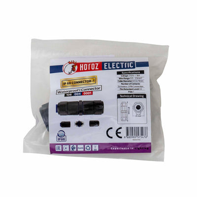 Conector 3 pini waterproof IP68, 250V, 16A, plastic negru