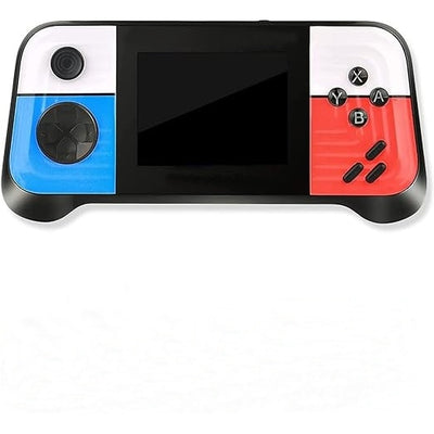 Consola de jocuri, portabila, cu 666 de jocuri, ecran HD de 3,0"", conexiune TV, functia de vibratie a controlerului de joc, suport TV AV-out, din ABS, alb/albastru/rosu