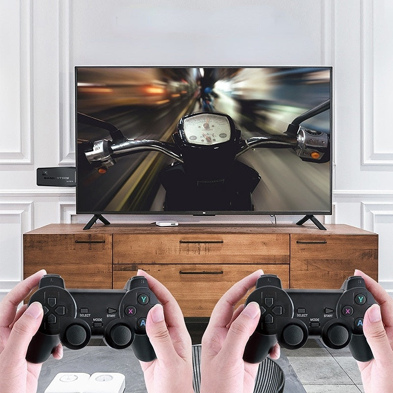 Consola de jocuri video retro, Controler wireless dual, HDMI, Compatibil TV, 64GB, 10000 de jocuri, Negru