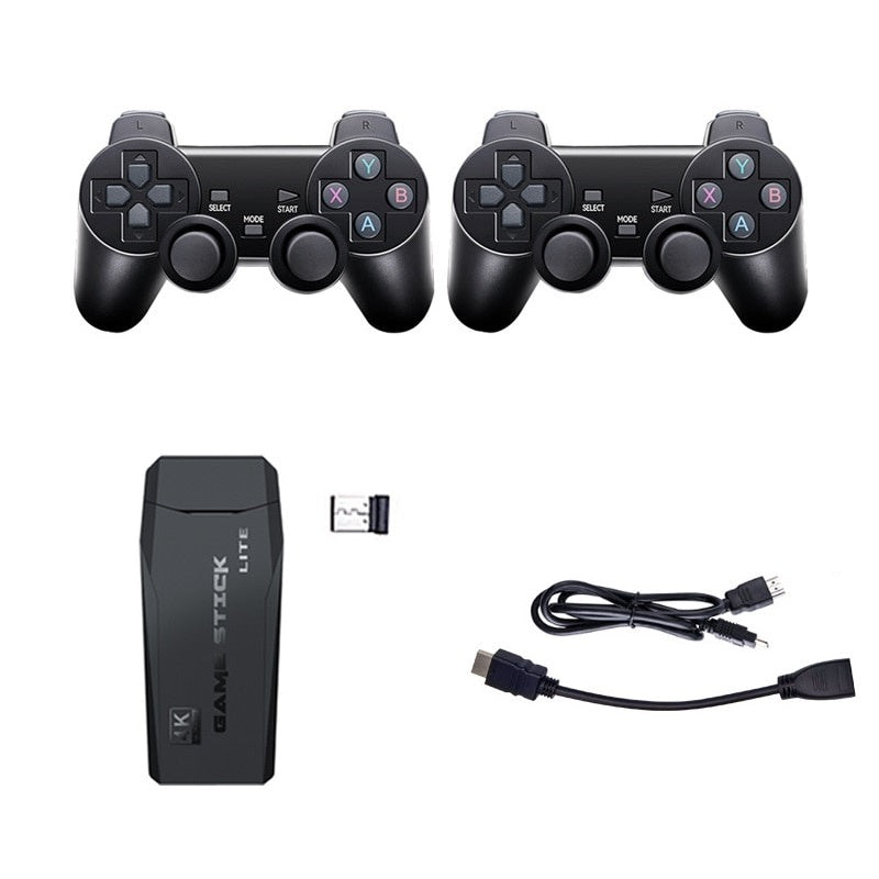Consola Game stick cu peste 20000 de jocuri incorporate, Chigoods, 2 controlere wireless, iesire HDMI, conectare la TV/TV, cutie/PC/laptop/proiector, Negru