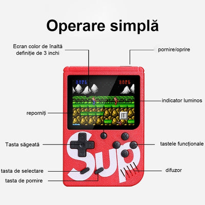Consola jocuri portabila 400n1, Afisaj LCD, 3.0"", 6 ani +, Rosu