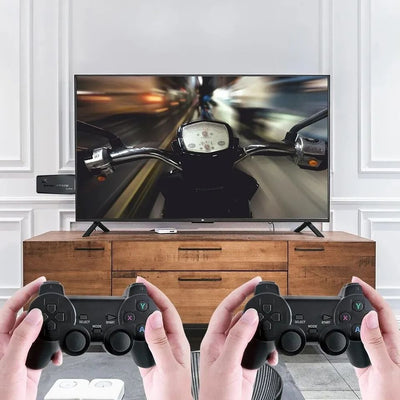 Consola jocuri video Pandoras Retro, ABS, Wireless, 10000 jocuri, 64GB, Compatibil cu TV, Negru