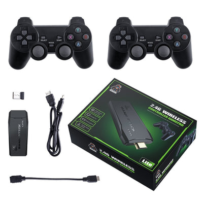 Consola jocuri video retro, ABS, 2.4G wireless, 64GB, pentru TV, HDMI, Negru