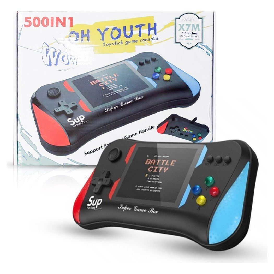 Consola portabila, 2 Jucatori Retro,cu 500 Jocuri, Joystick pentru 2 Jucatori, Conectare TV AV