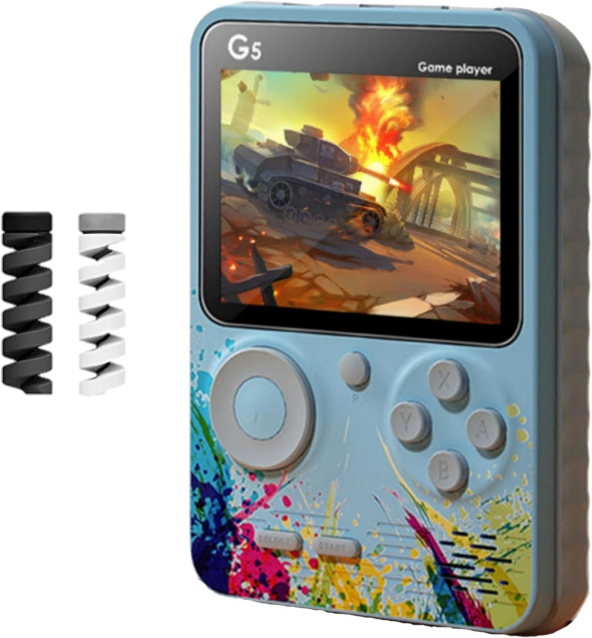 Consola portabila cu 500 de jocuri, ecran 3 inch, baterie 1000mAh, din ABS, permite conectarea la televizor, albastru