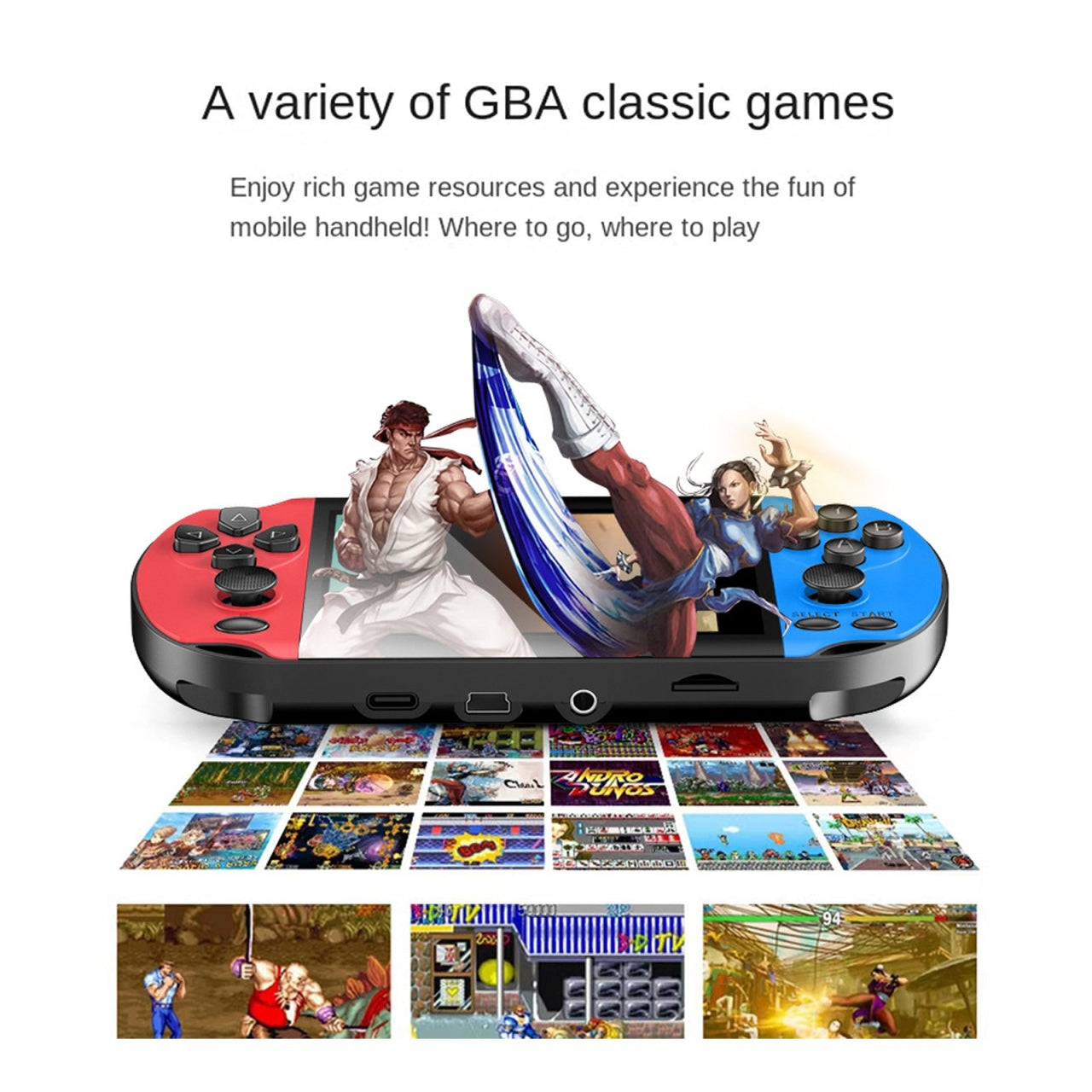 Consola portabila gaming dual rocker gameplayer, Darklove, 8 GB, 1200 de jocuri instalate, Model X7s, Sprijina doi jucatori, Iesire video TV-OUT, 3.5Inch ecran mare HD, Albastru/Rosu