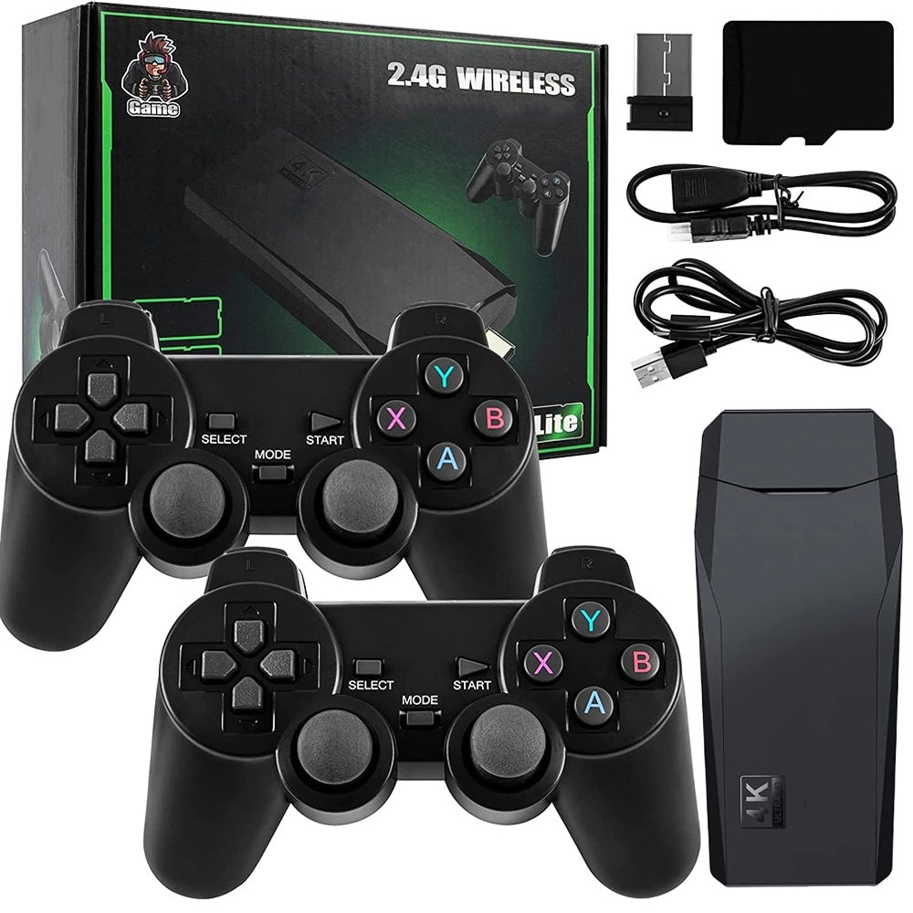 Consola Retro Zenino Tip Stick - 10.000 de Jocuri Video, Compatibila cu 9 Emulatoare, 2xControler Wireless, 4K, USB 2.4 GHz, 32GB, Negru