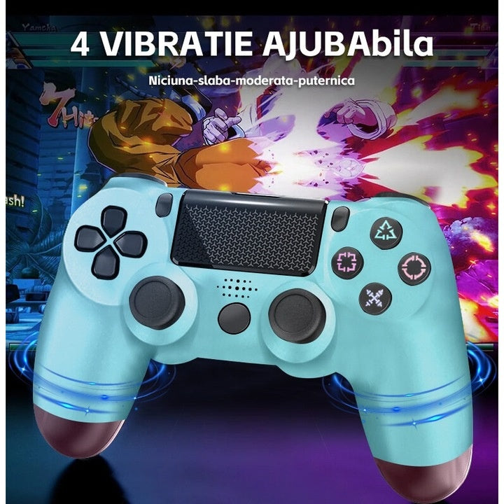 Controler Wireless, pentru PS4/Slim/Pro, dual vibration, senzor de miscare 6 axe, difuzoare stereo, albastru