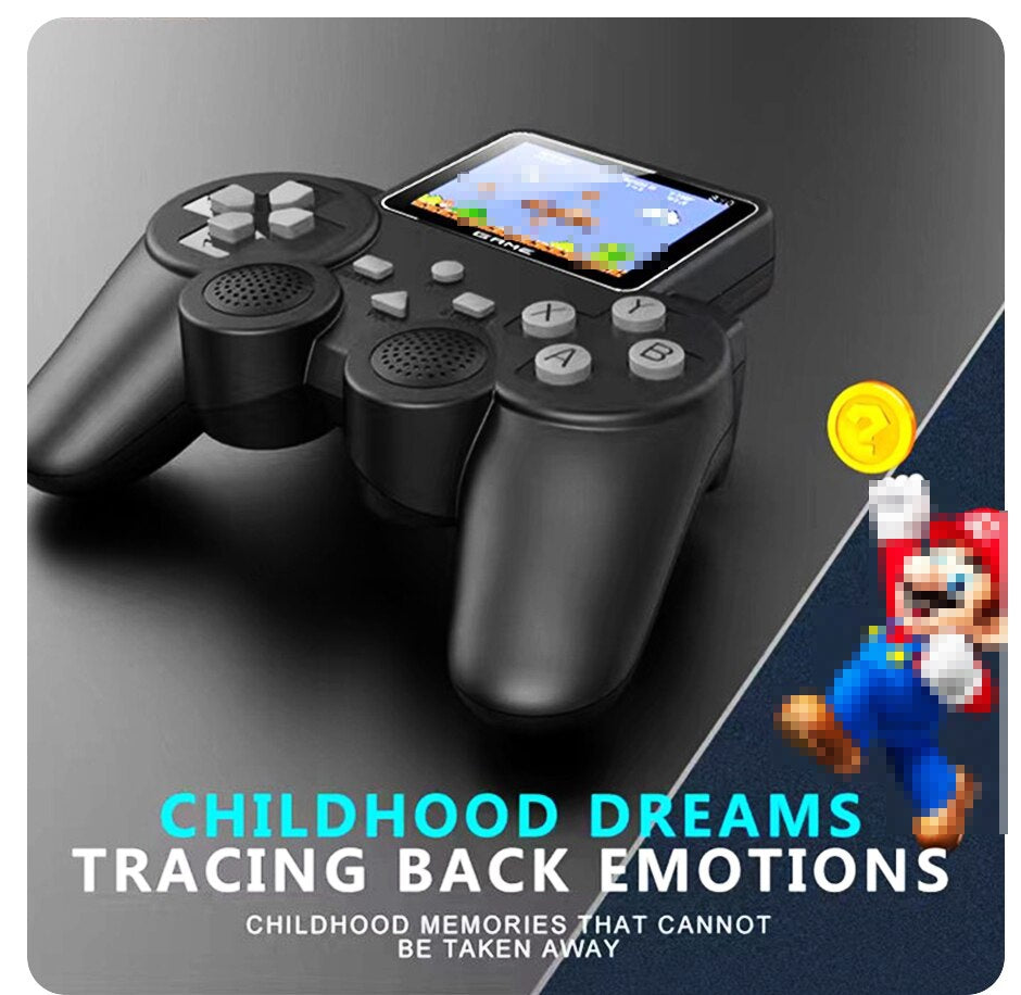 Controller GamePad cu ecran digital, 520 de jocuri incluse, portabil, conectare la televizor, baterie de lunga durata, reincarcabila USB, negru