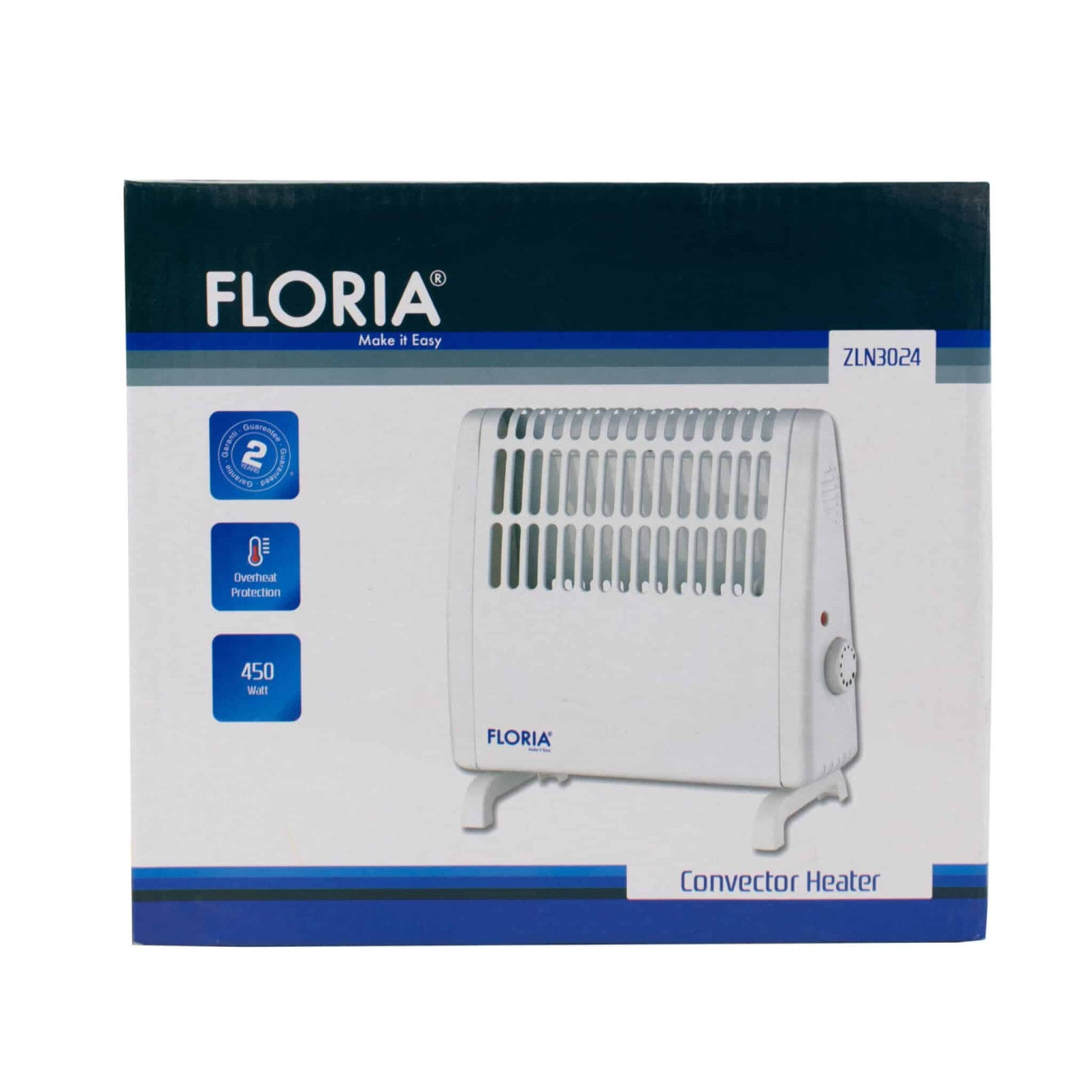 Convector electric 450W pentru podea sau perete cu termostat reglabil, Alb