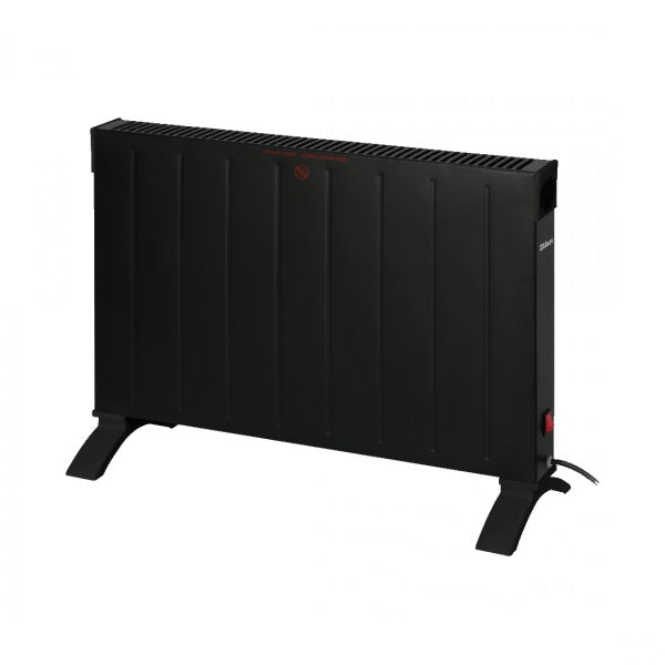 Convector electric negru 2000W, montare pe perete sau pe picioare, silentios