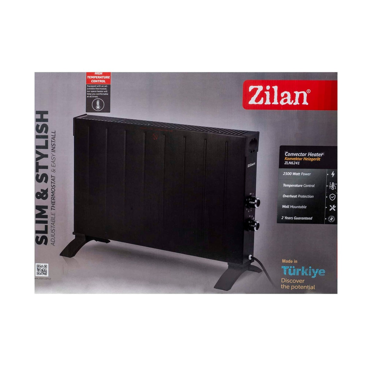 Convector electric negru cu termostat reglabil si protectie supraincalzire 2500W