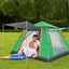Cort camping 4 persoane, 2 usi, 200x200x150 cm, verde deschis