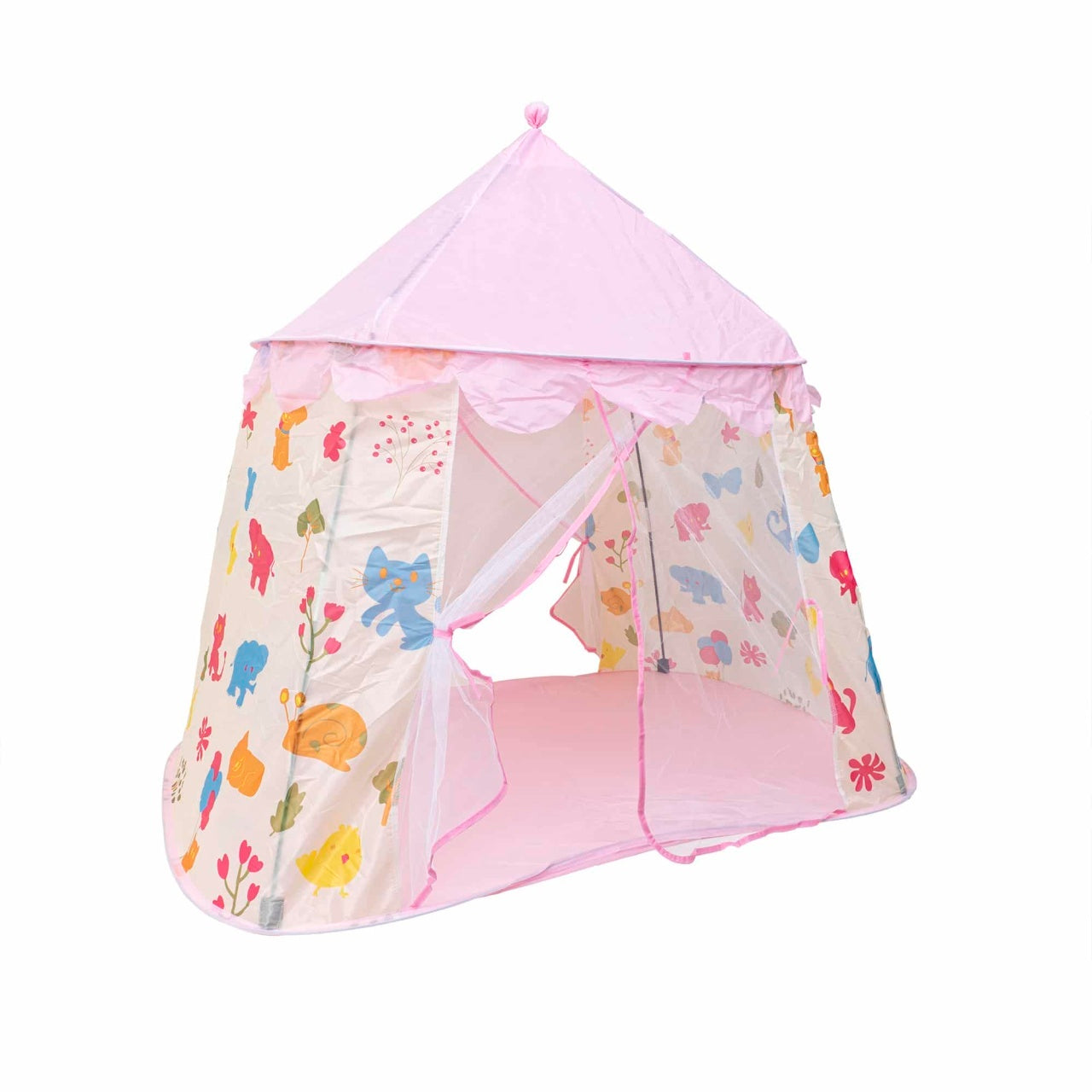 Cort de joaca pentru copii, 125x90x125 cm, roz, ideal pentru interior si exterior