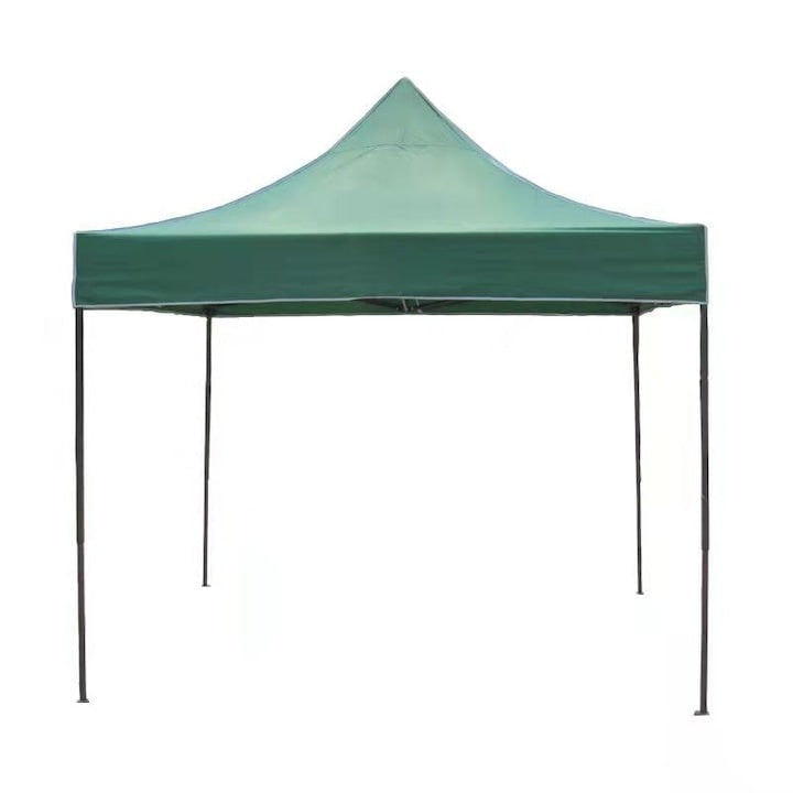 Cort pavilion, cu cadru metalic, pliabil, dimensiuni 3x3 m, acoperis din panza impermeabila, pentru curte, gradina, evenimente, verde/negru
