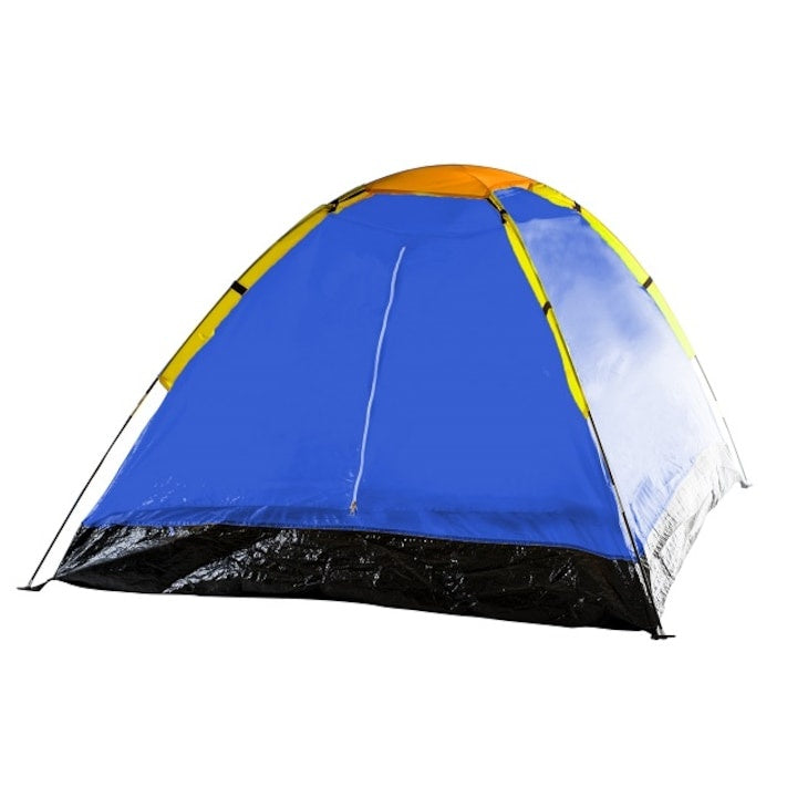 Cort pentru camping, dimensiuni 200x 200x 135cm, pentru 3-4 persoane, impermeabil, din polistiren, cu plasa de tantari, multicolor