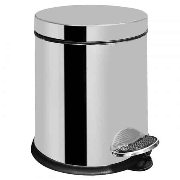 Cos de gunoi inox cu capac si pedala, 5L, design compact pentru baie si birou