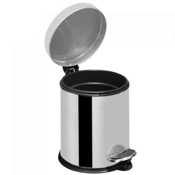 Cos de gunoi inox cu capac si pedala, 5L, design compact pentru baie si birou