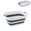 Cos de rufe tip lighean, pliabil, usor de depozitat, din plastic si silicon, cu manere, dimensiuni 53X38X23 cm, alb/gri