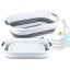 Cos de rufe tip lighean, pliabil, usor de depozitat, din plastic si silicon, cu manere, dimensiuni 53X38X23 cm, alb/gri