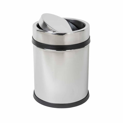 Cos menajer din inox 8 litri cu capac rotativ, forma cilindrica