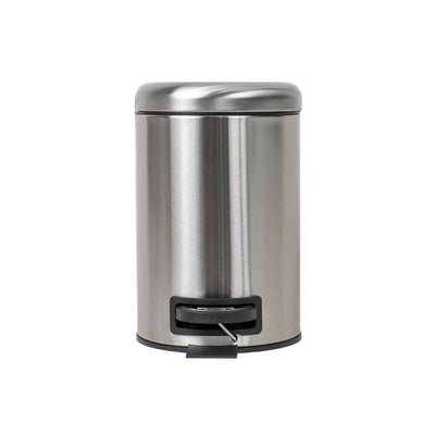 Cos menajer inox 3 litri cu pedala, design cilindric, pentru interior