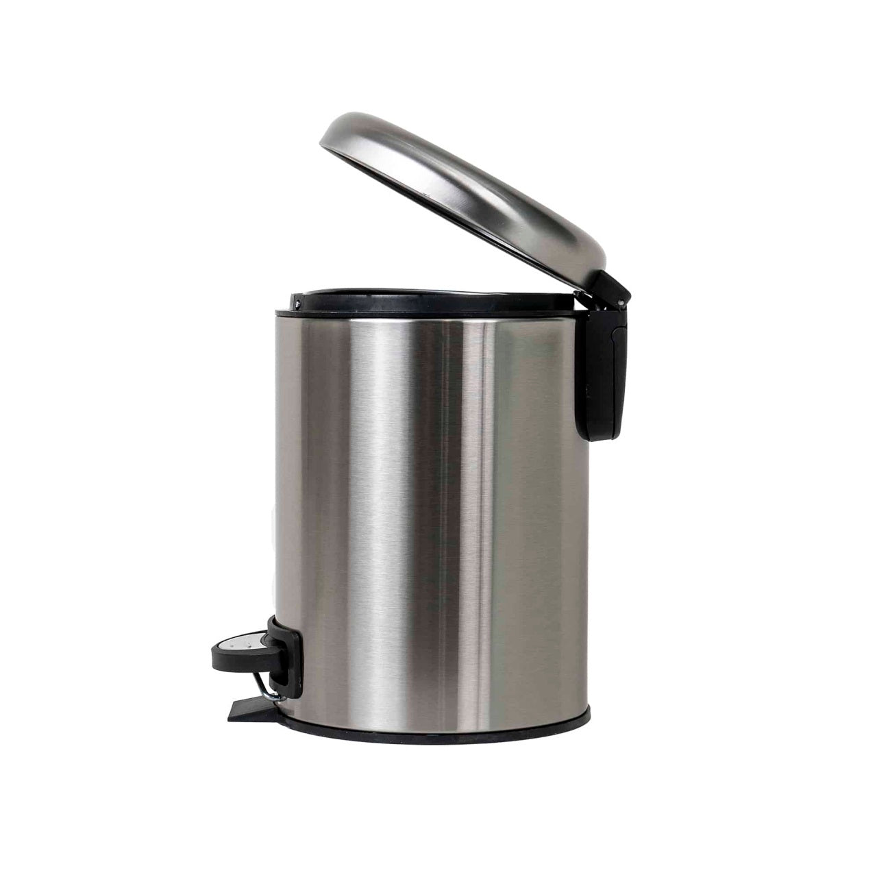 Cos menajer inox 3 litri cu pedala, design cilindric, pentru interior
